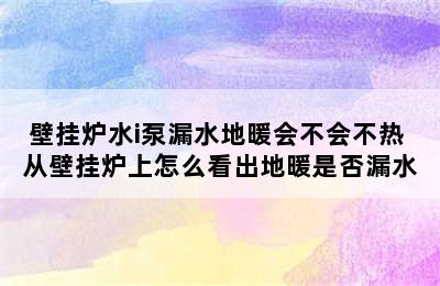 壁挂炉水i泵漏水地暖会不会不热 从壁挂炉上怎么看出地暖是否漏水